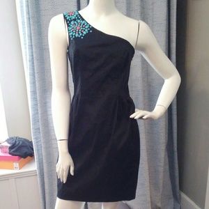 Maggy London One Shoulder Embellished Dress 8P